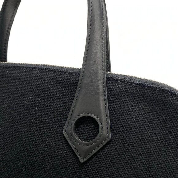 Auth HERMES Sac Ibu PM Black Canvas Leather Square I Handbag - Picture 9 of 16